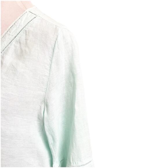 Joie 100% Linen V-Neck Popover Tunic Size Medium Light Teal Minimalist Beachy - Picture 4 of 12